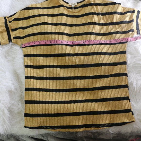 NWOT Stevie Hender Oversized Ribbed Shirt - Golden Yellow with Black Stripes, Sh - Picture 5 of 6